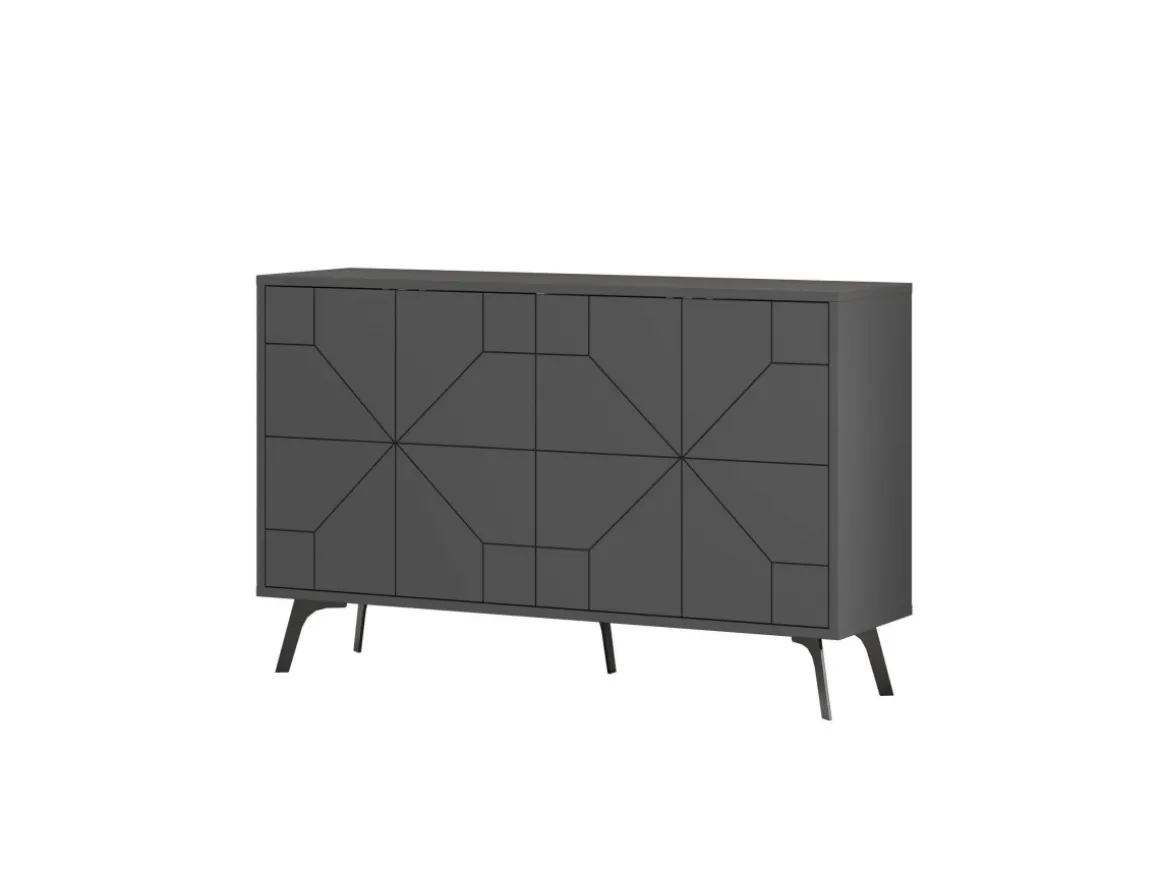 Buffet en bois "Dune" - 123 x 35 x 62 cm - Gris anthracite