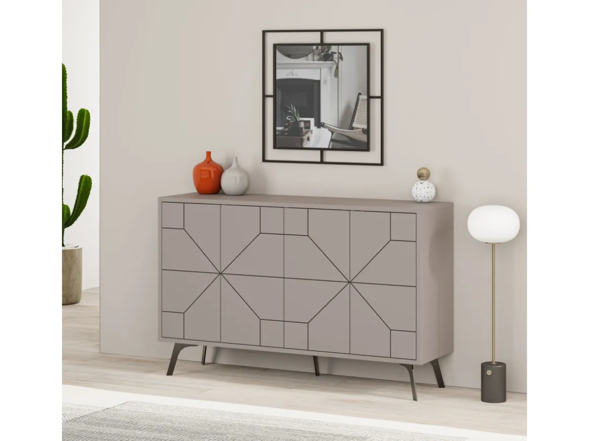 Buffet en bois "Dune" - 123 x 35 x 62 cm - Moka clair