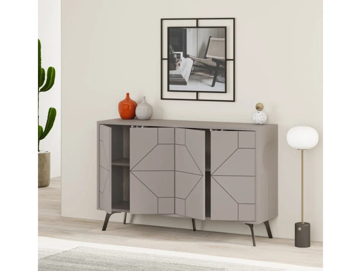 Buffet en bois "Dune" - 123 x 35 x 62 cm - Moka clair