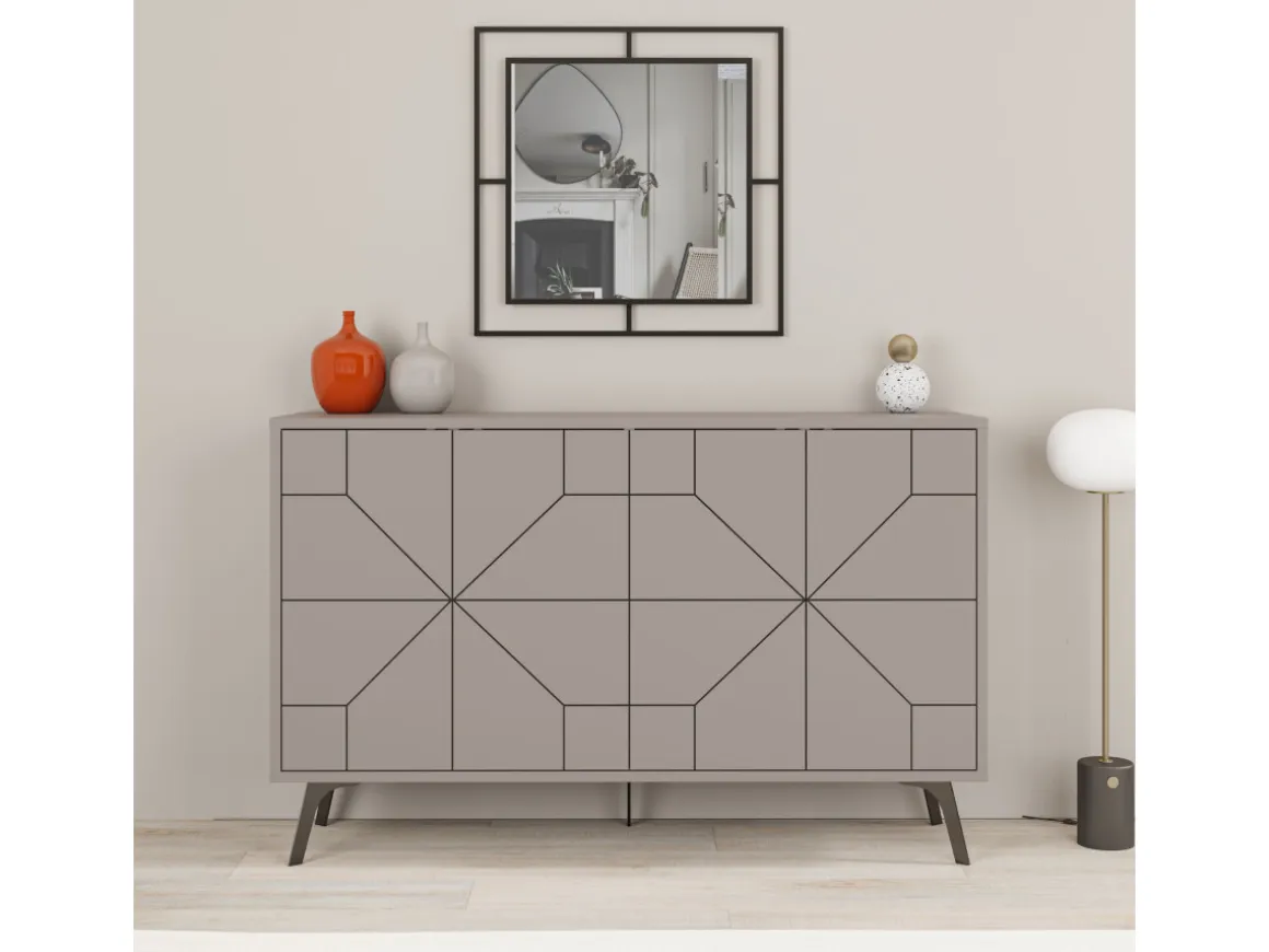 Buffet en bois "Dune" - 123 x 35 x 62 cm - Moka clair