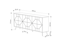 Buffet en bois "Dune" - 184 x 35 x 77 cm - Moka clair