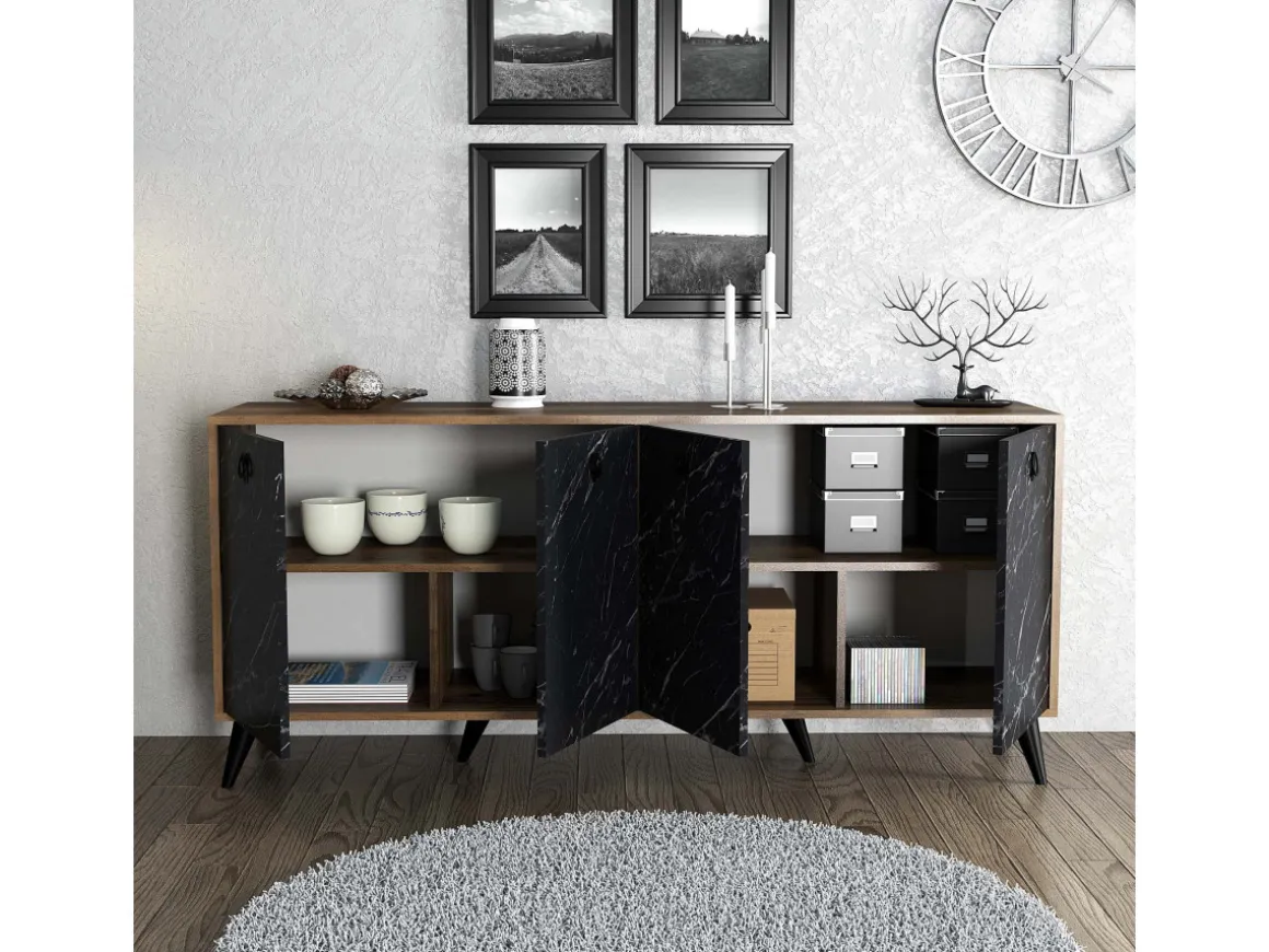 Buffet en bois "Elite" - 180 x 45 x 80 cm - Noir