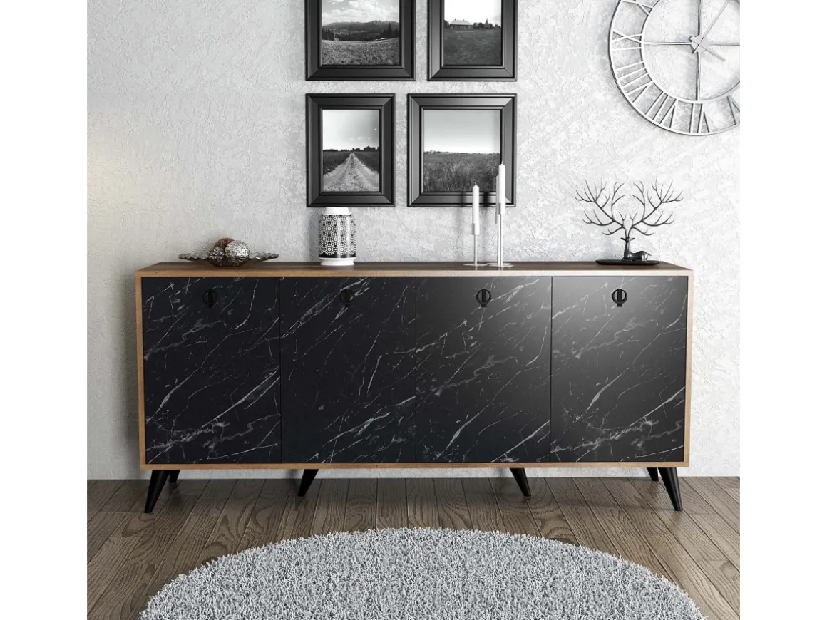 Buffet en bois "Elite" - 180 x 45 x 80 cm - Noir