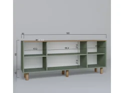 Buffet en bois et cannage 