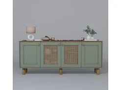 Buffet en bois et cannage 