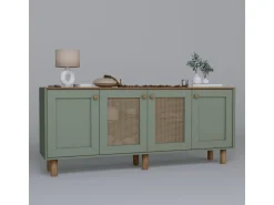 Buffet en bois et cannage 