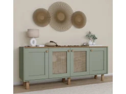 Buffet en bois et cannage 