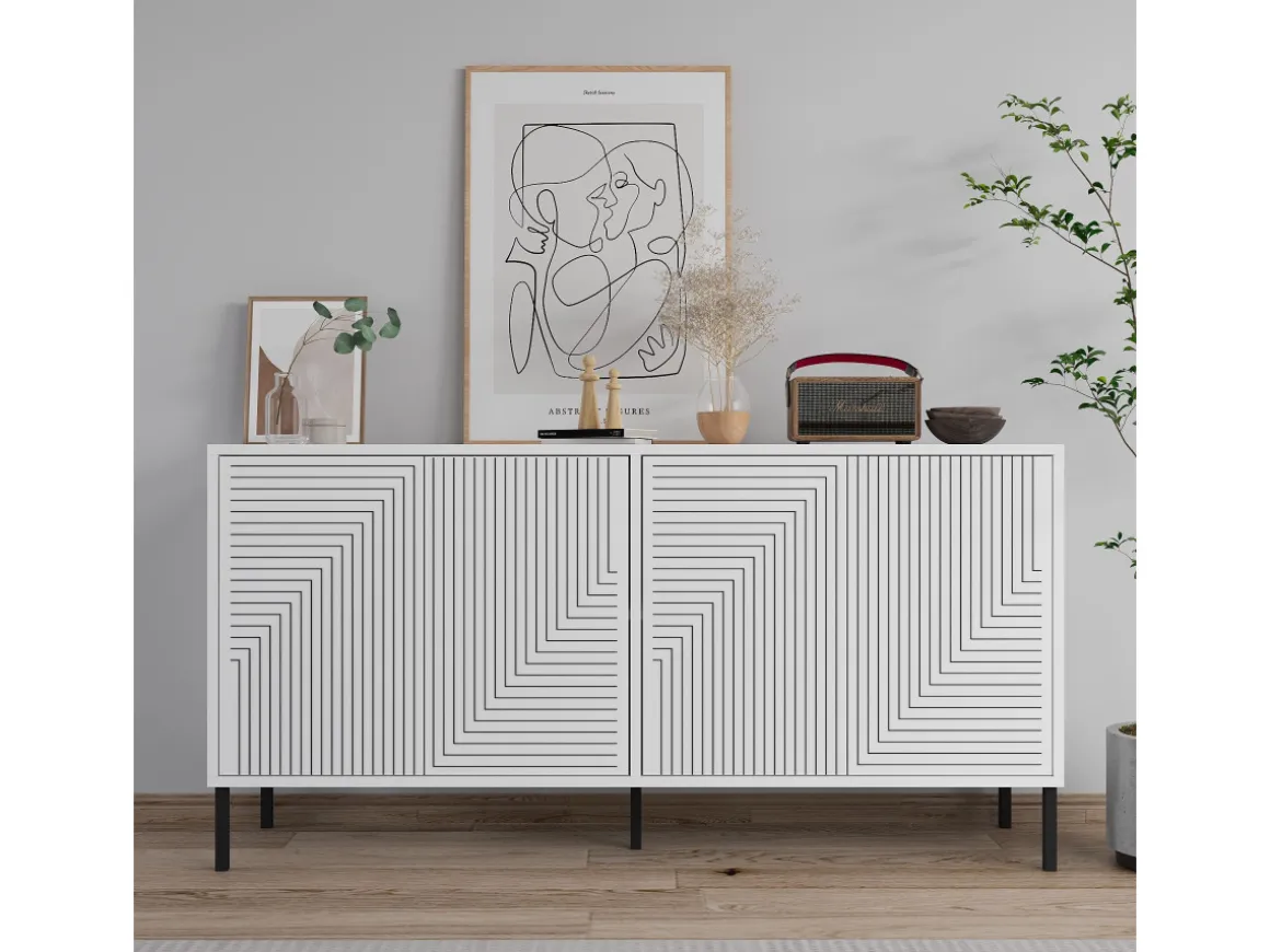Buffet en bois "Evolet" - 150 x 36 x 75 cm - Blanc