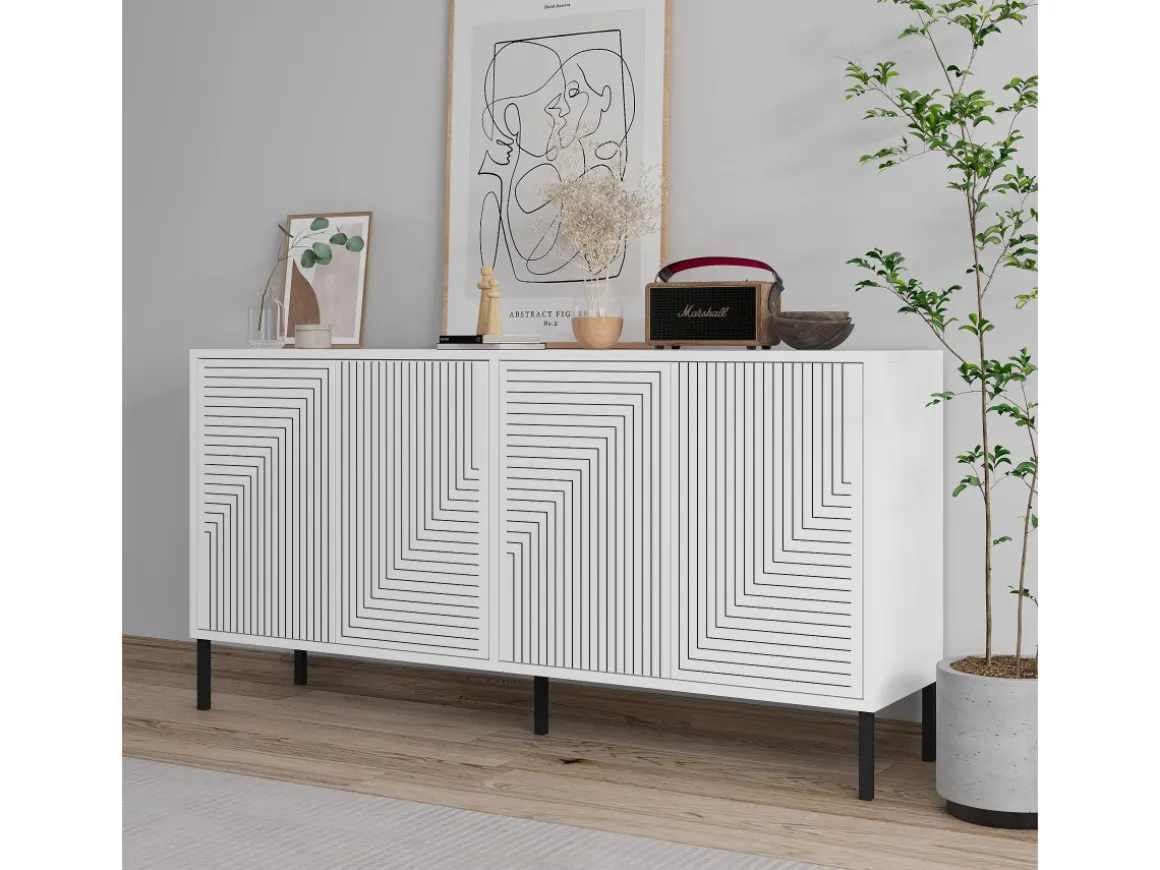 Buffet en bois "Evolet" - 150 x 36 x 75 cm - Blanc