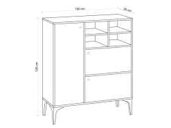 Buffet en bois "Ewa" - 100 x 35 x 125 cm - Chêne Saphir