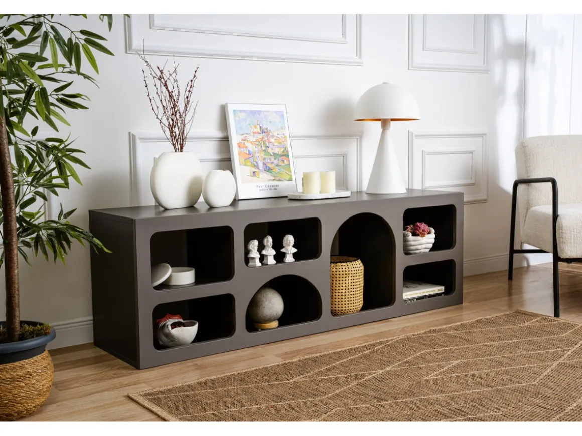 Buffet en bois "Ferlis" - 160 x 40 x 51 cm - Gris anthracite