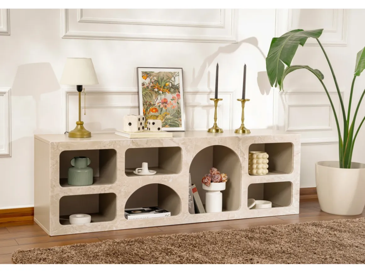 Buffet en bois "Ferlis" - 160 x 40 x 51 cm - Travertin