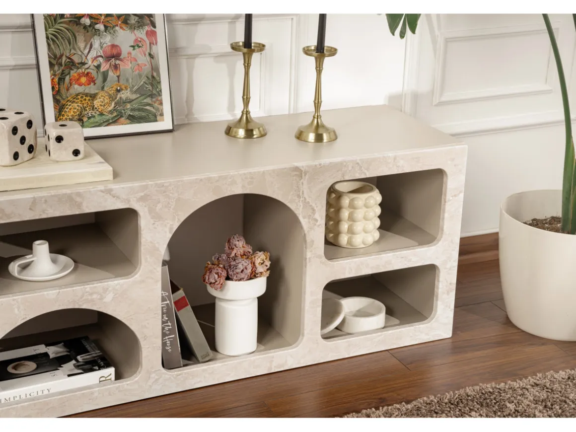 Buffet en bois "Ferlis" - 160 x 40 x 51 cm - Travertin