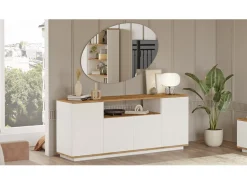 Buffet en bois "FR15" - 180 x 44 x 75 cm - Pin atlantique Blanc