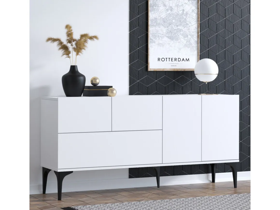 Buffet en bois "Ginny" - 150 x 35 x 75 cm - Blanc