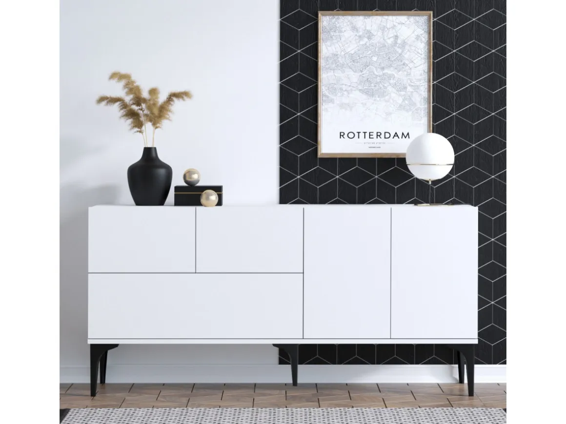 Buffet en bois "Ginny" - 150 x 35 x 75 cm - Blanc