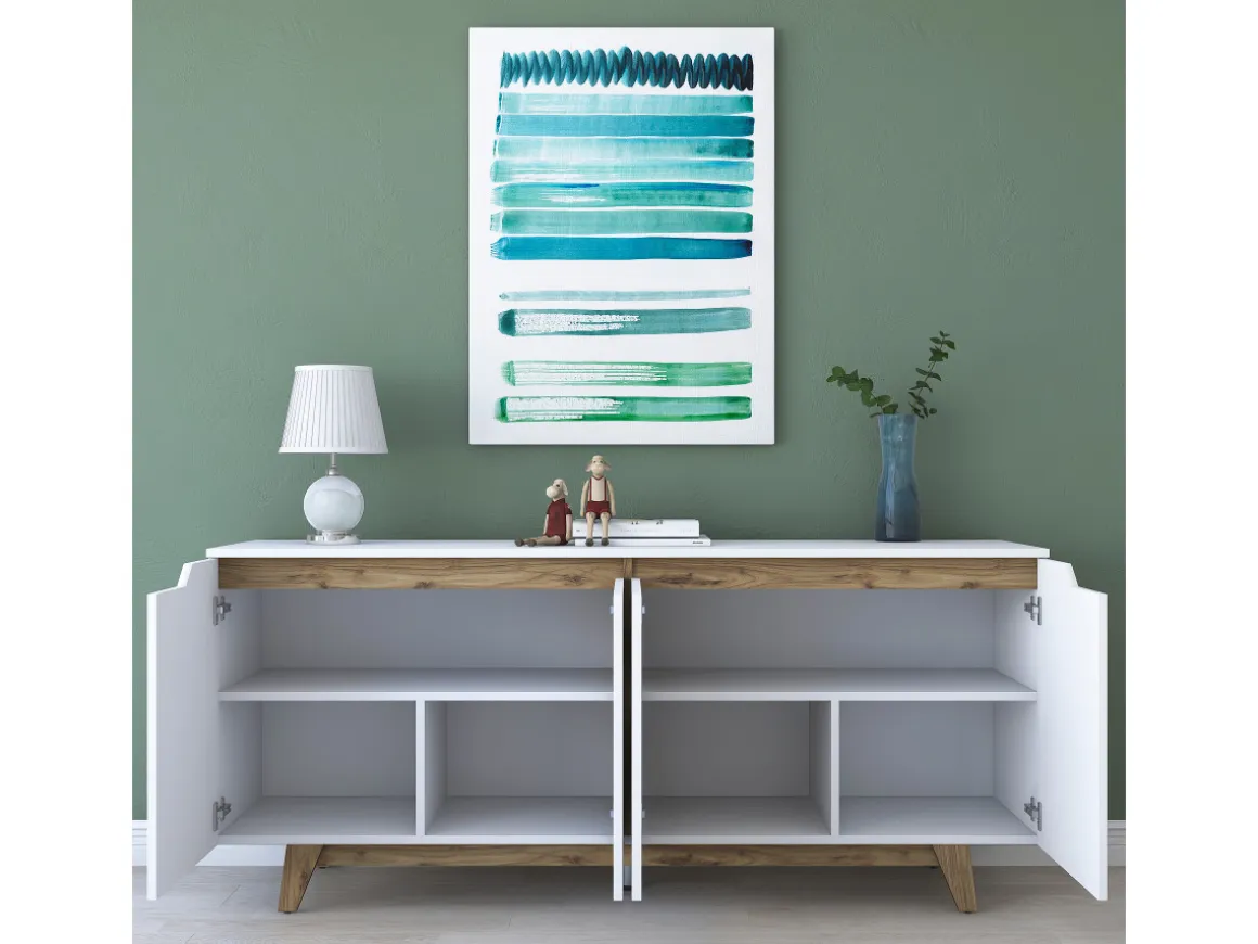 Buffet en bois "Gondol" - 180 x 45 x 79 cm - Blanc