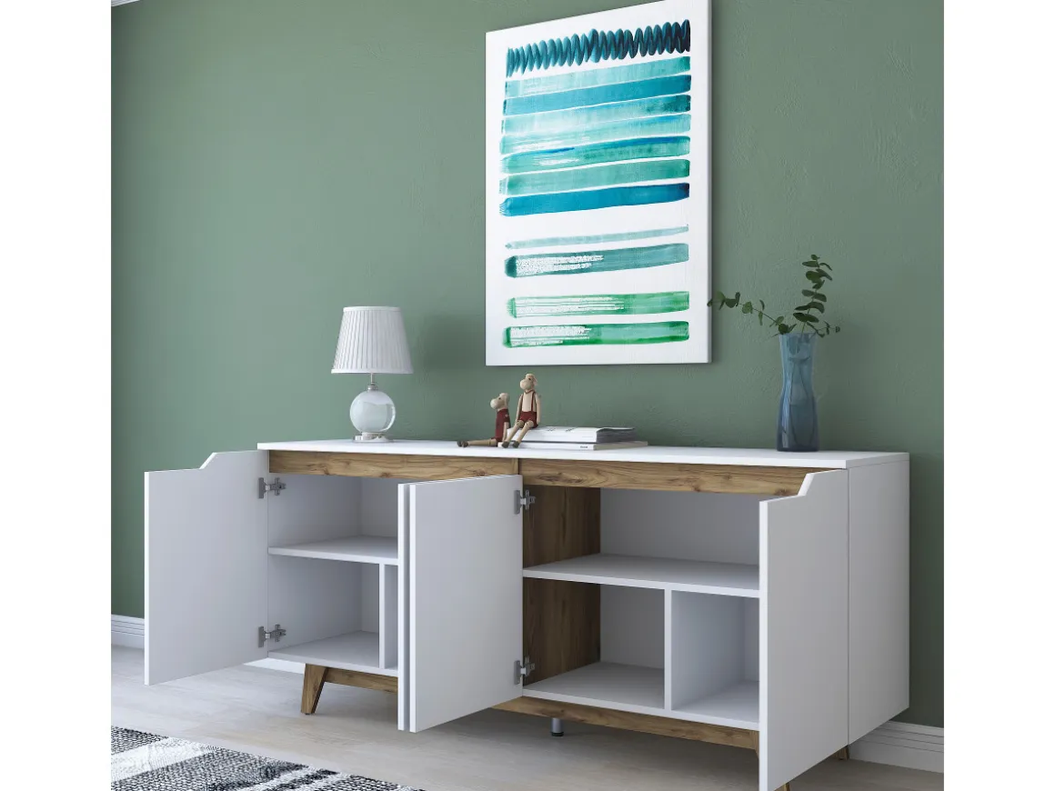 Buffet en bois "Gondol" - 180 x 45 x 79 cm - Blanc