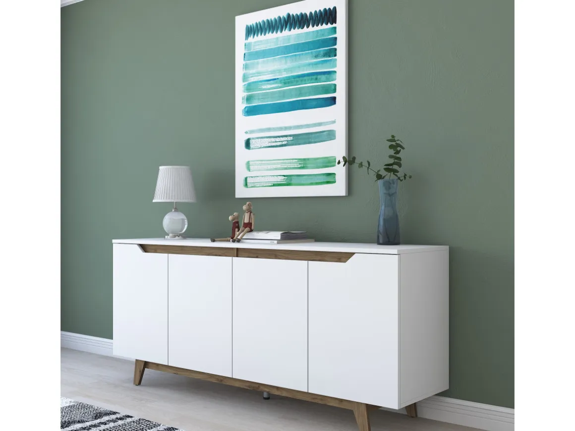 Buffet en bois "Gondol" - 180 x 45 x 79 cm - Blanc