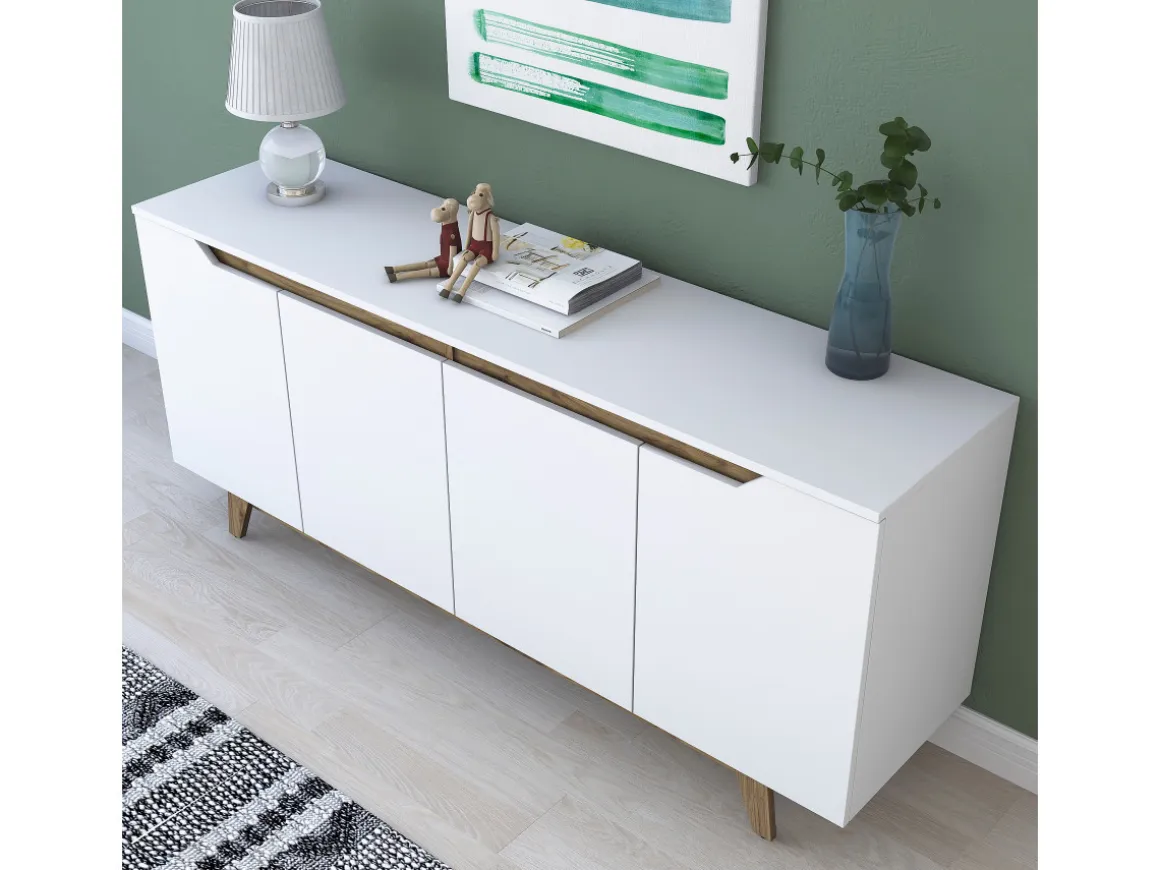 Buffet en bois "Gondol" - 180 x 45 x 79 cm - Blanc