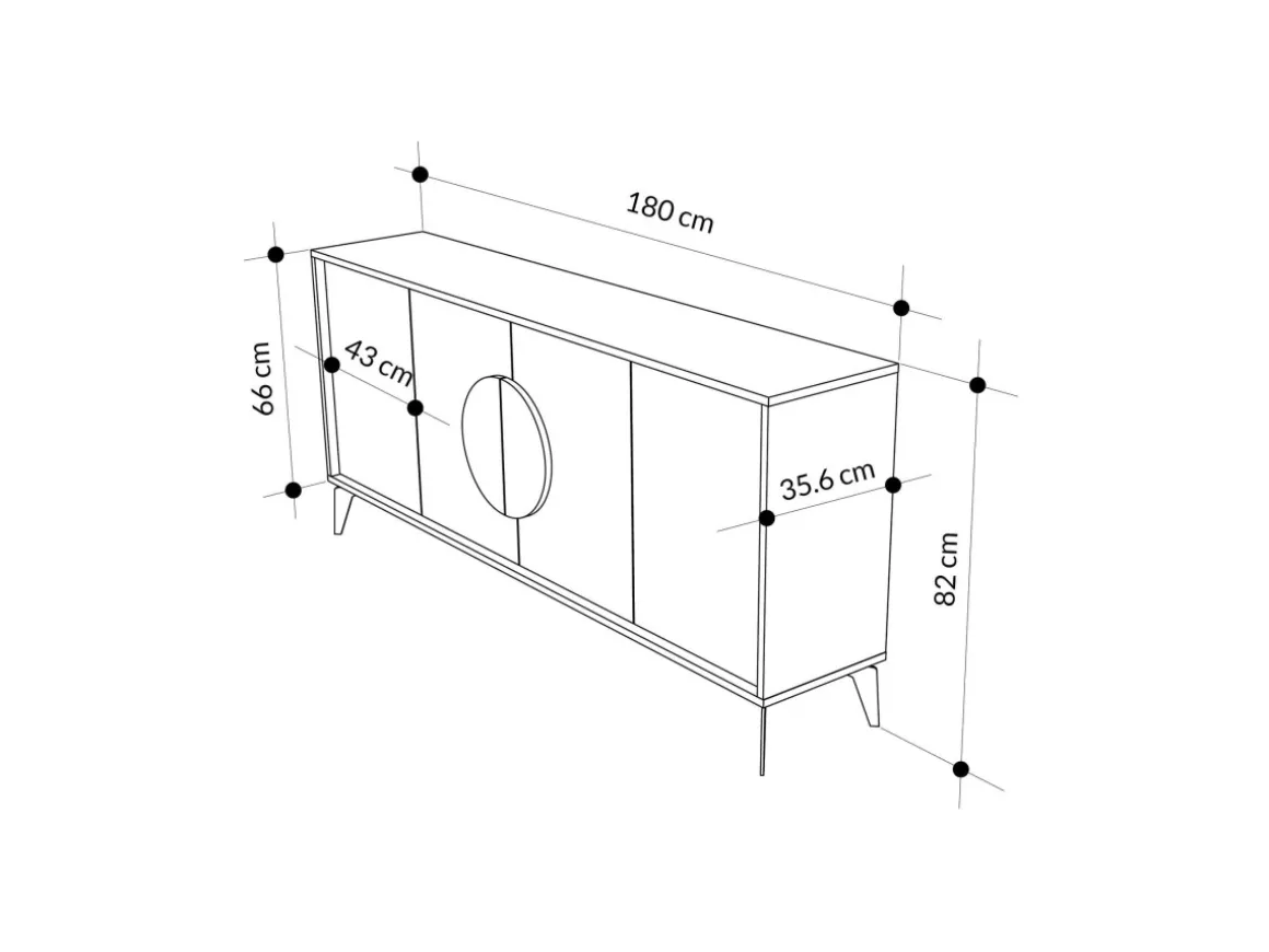 Buffet en bois "Gora Wide" - 180 x 36 x 82 cm - Marron