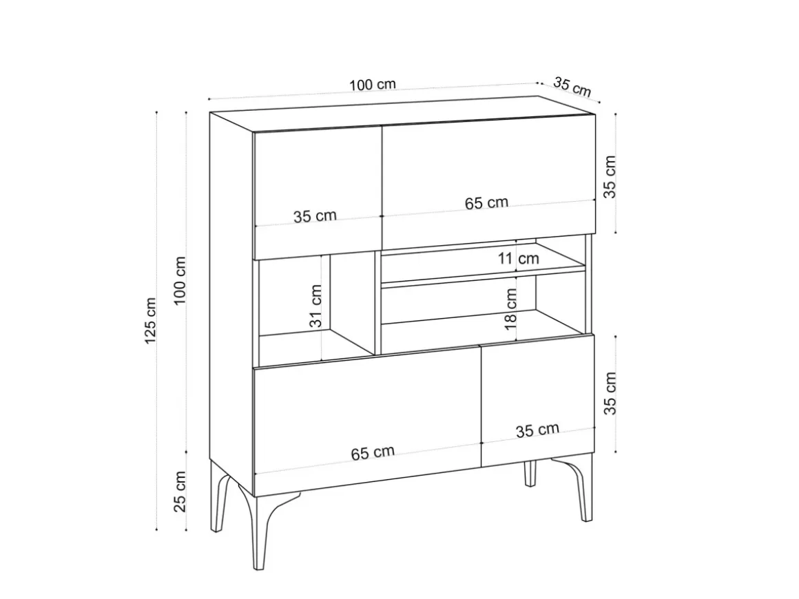 Buffet en bois "Krista" - 100 x 35 x 125 cm - Chêne Saphir