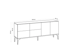 Buffet en bois "Laika" - 180 x 40 x 80 cm - Beige