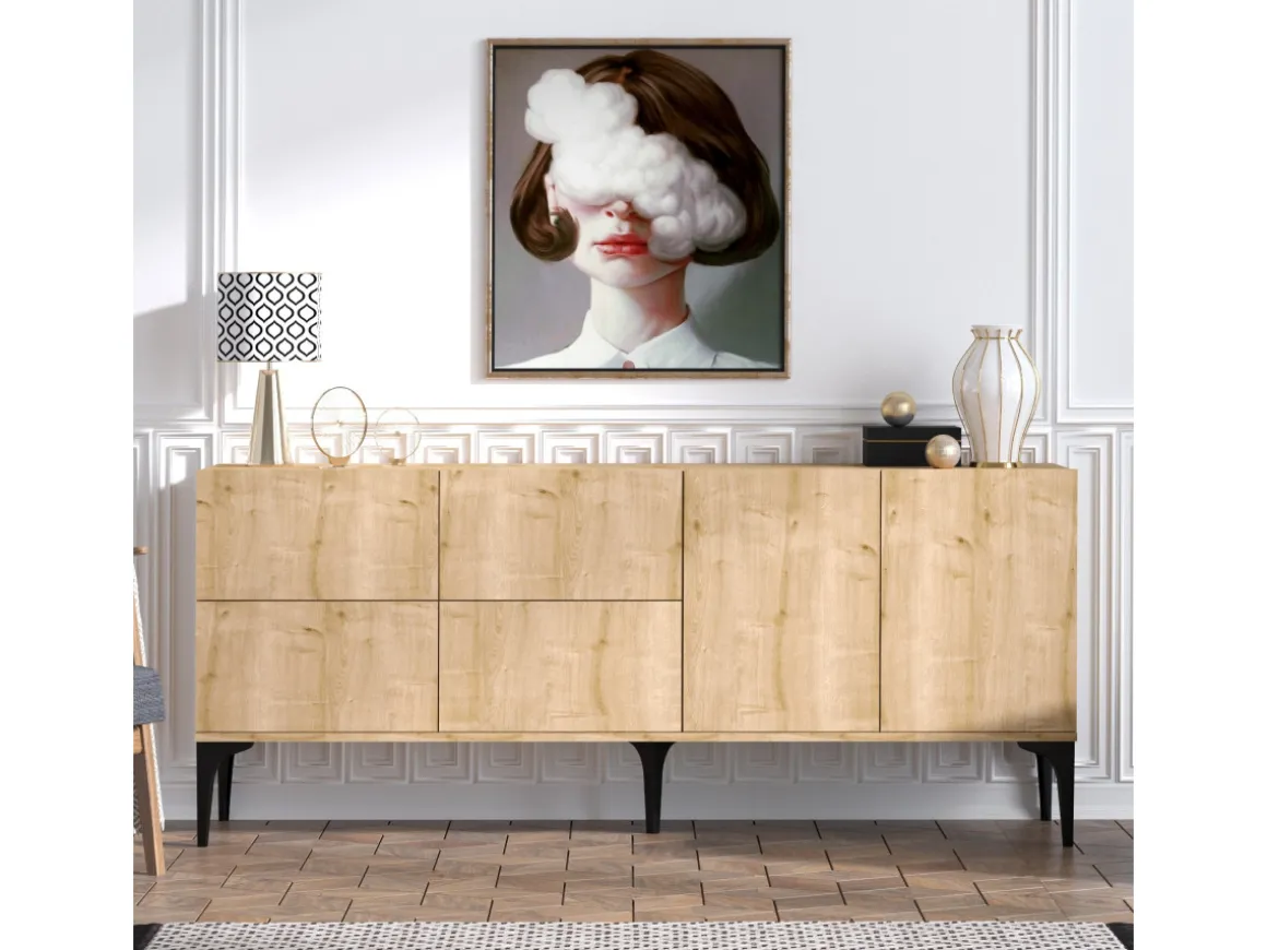 Buffet en bois "Laika" - 180 x 40 x 80 cm - Beige