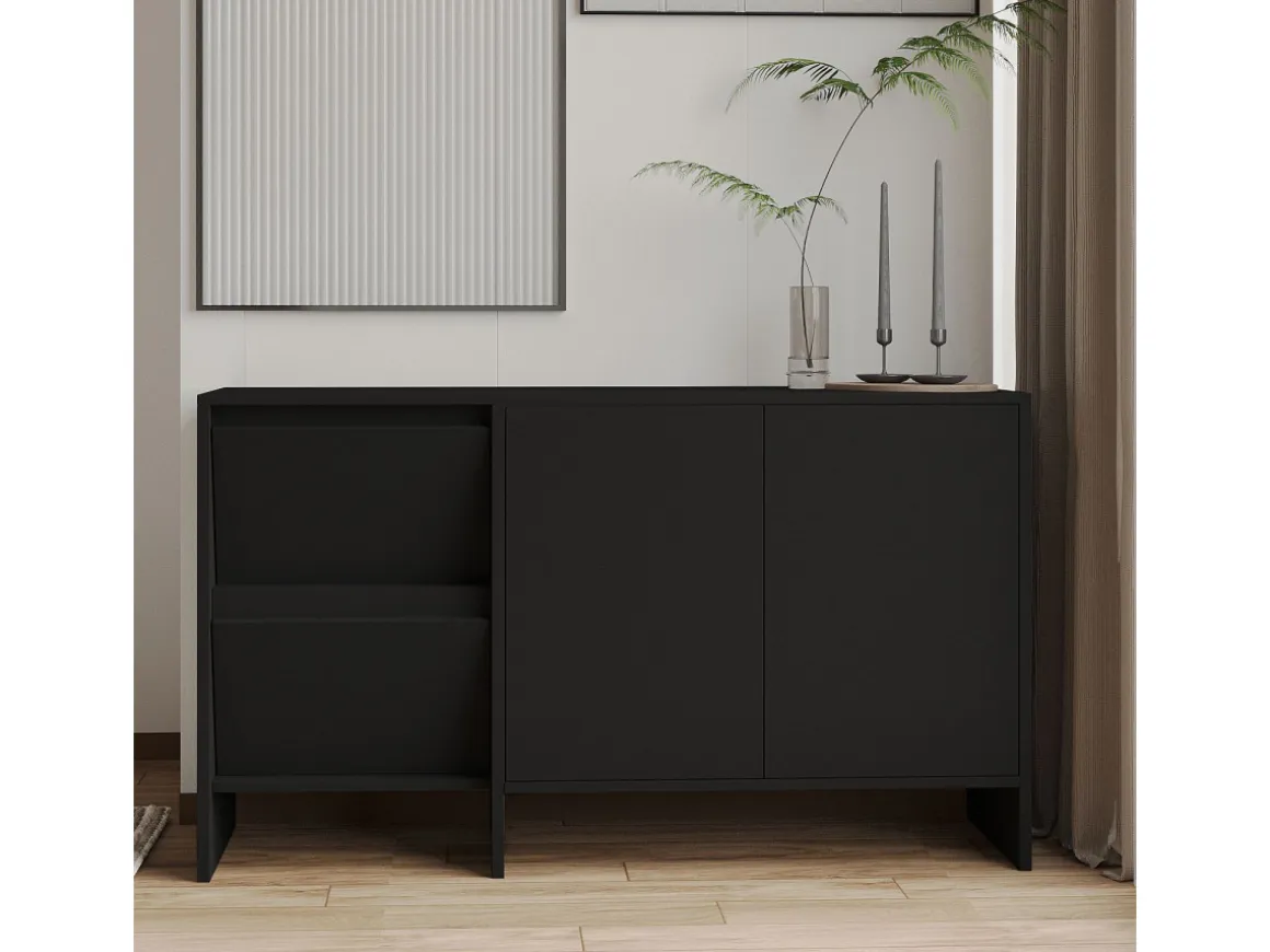Buffet en bois "Laris 130" - 130 x 44 x 82 cm - Noir
