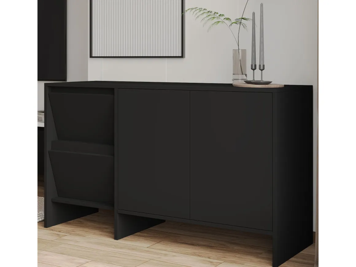 Buffet en bois "Laris 130" - 130 x 44 x 82 cm - Noir