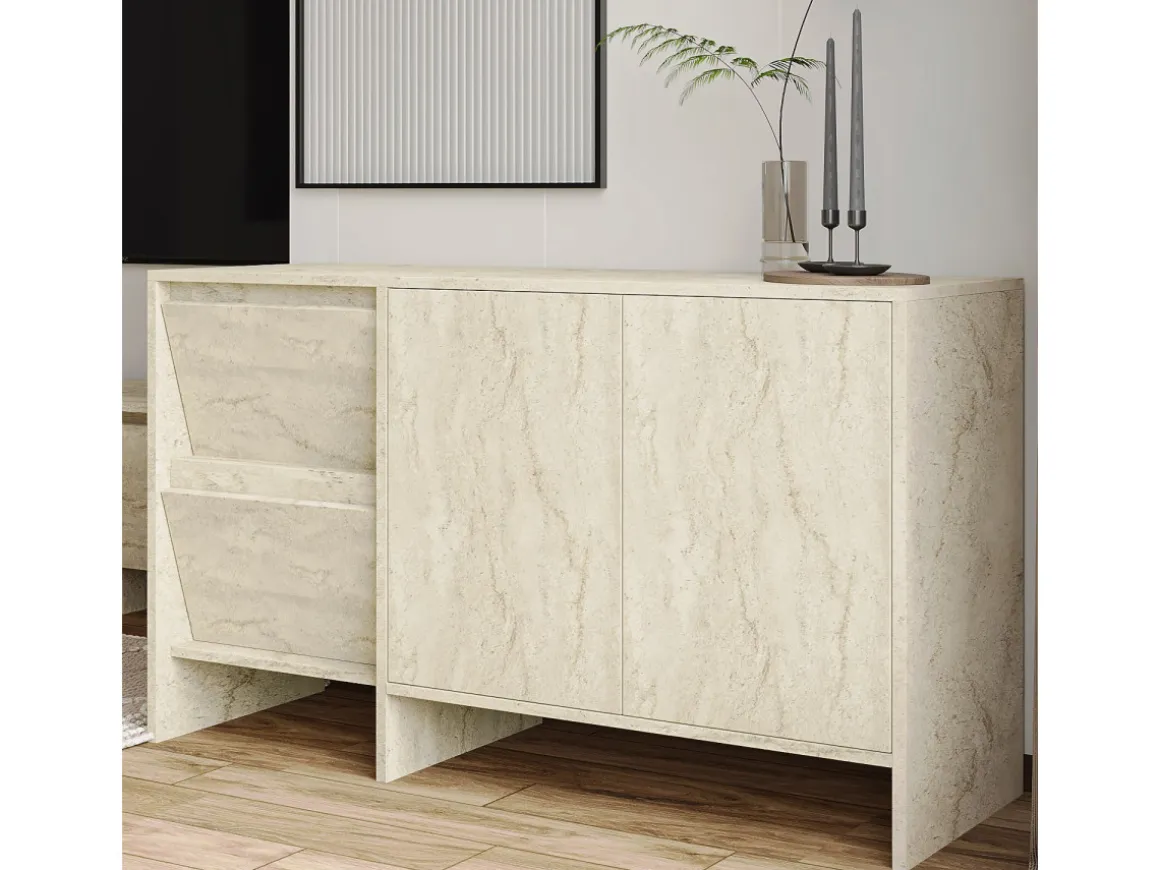 Buffet en bois "Laris 130" - 130 x 44 x 82 cm - Travertin