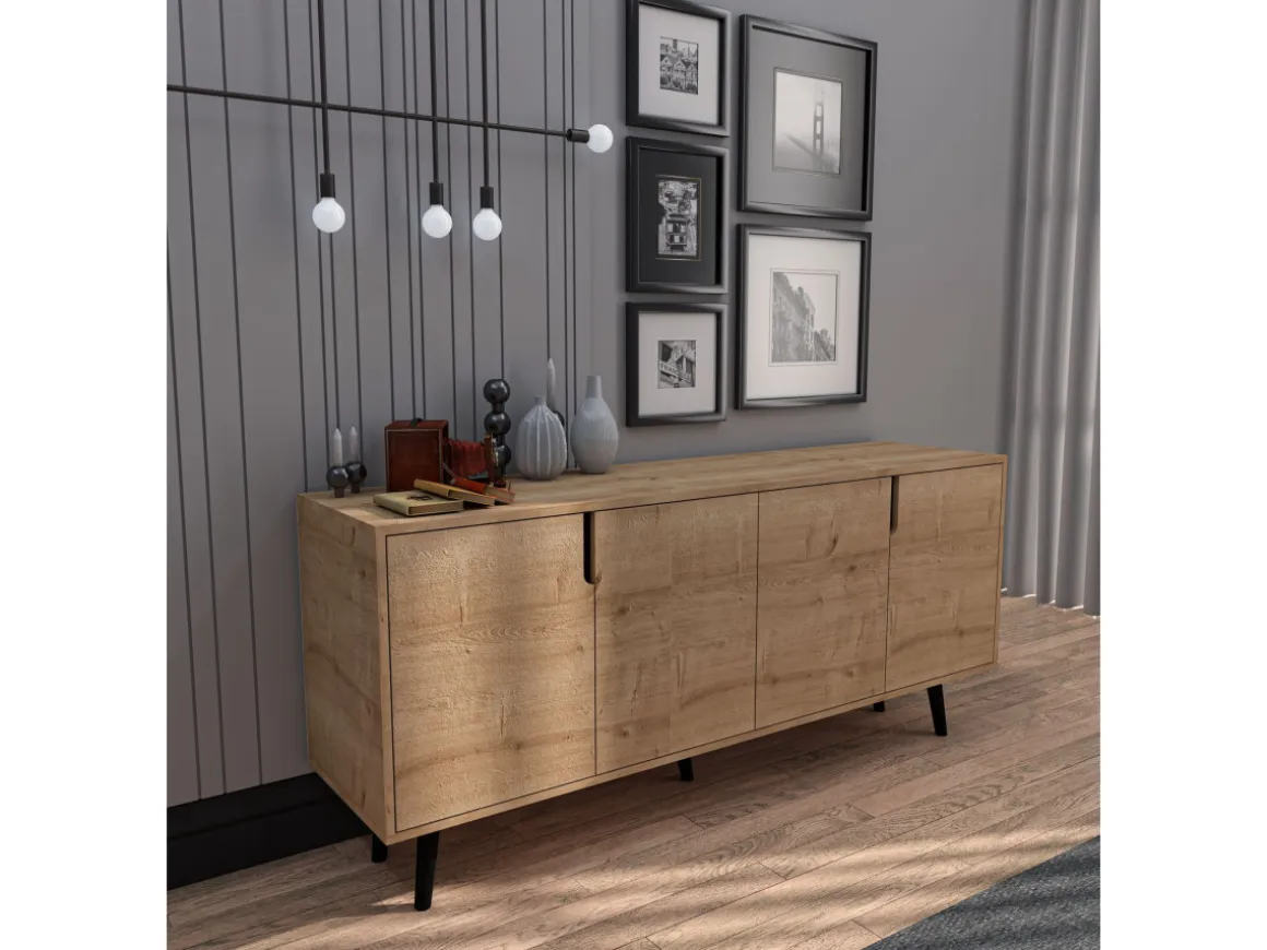 Buffet en bois "Latina" - 180 x 45 x 80 cm - Marron clair