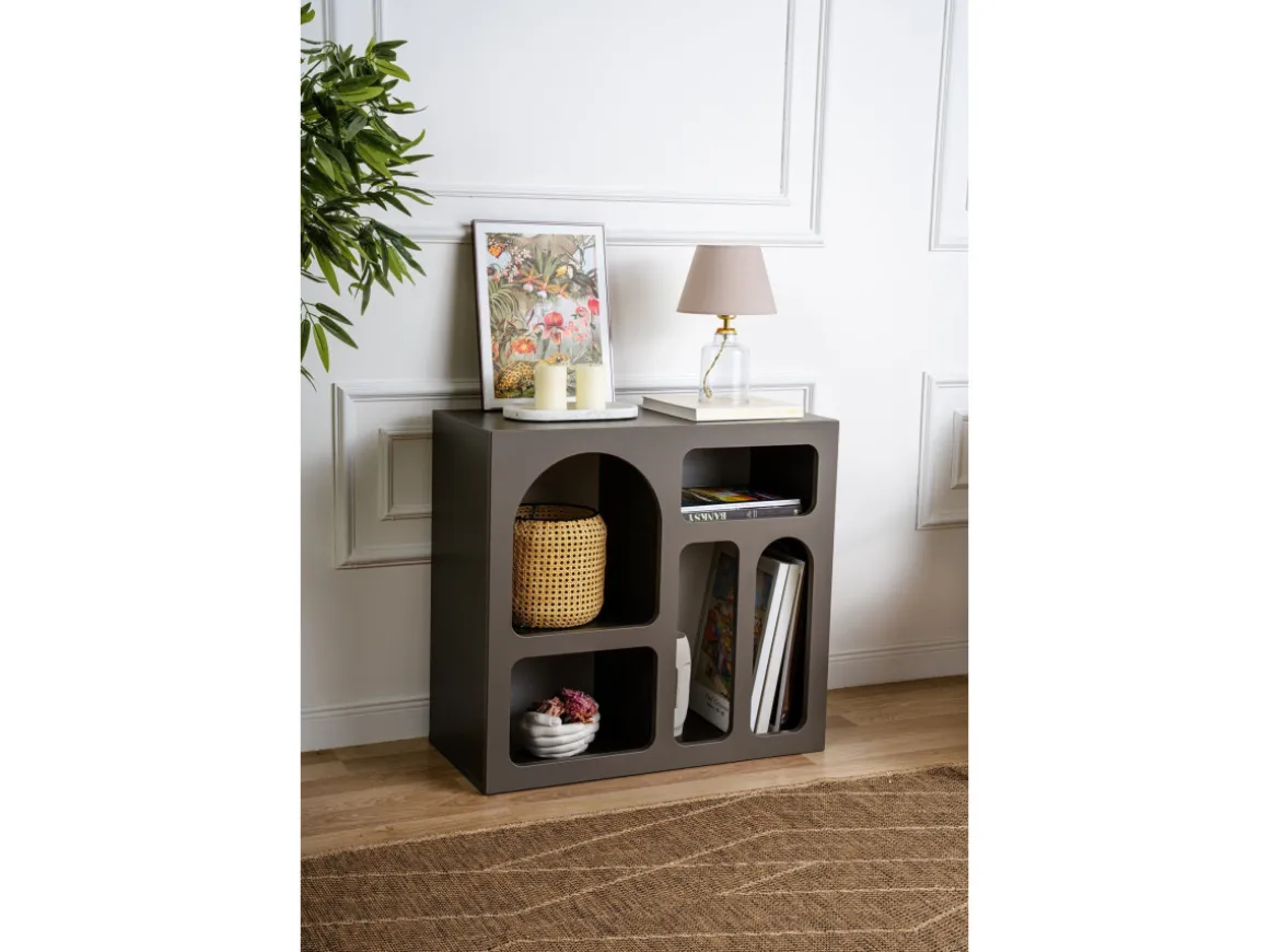 Buffet en bois "Lessa" - 80 x 37 x 74 cm - Gris anthracite