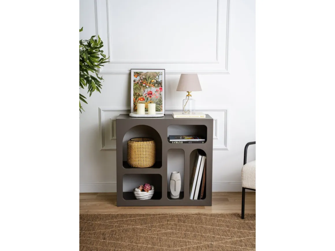 Buffet en bois "Lessa" - 80 x 37 x 74 cm - Gris anthracite