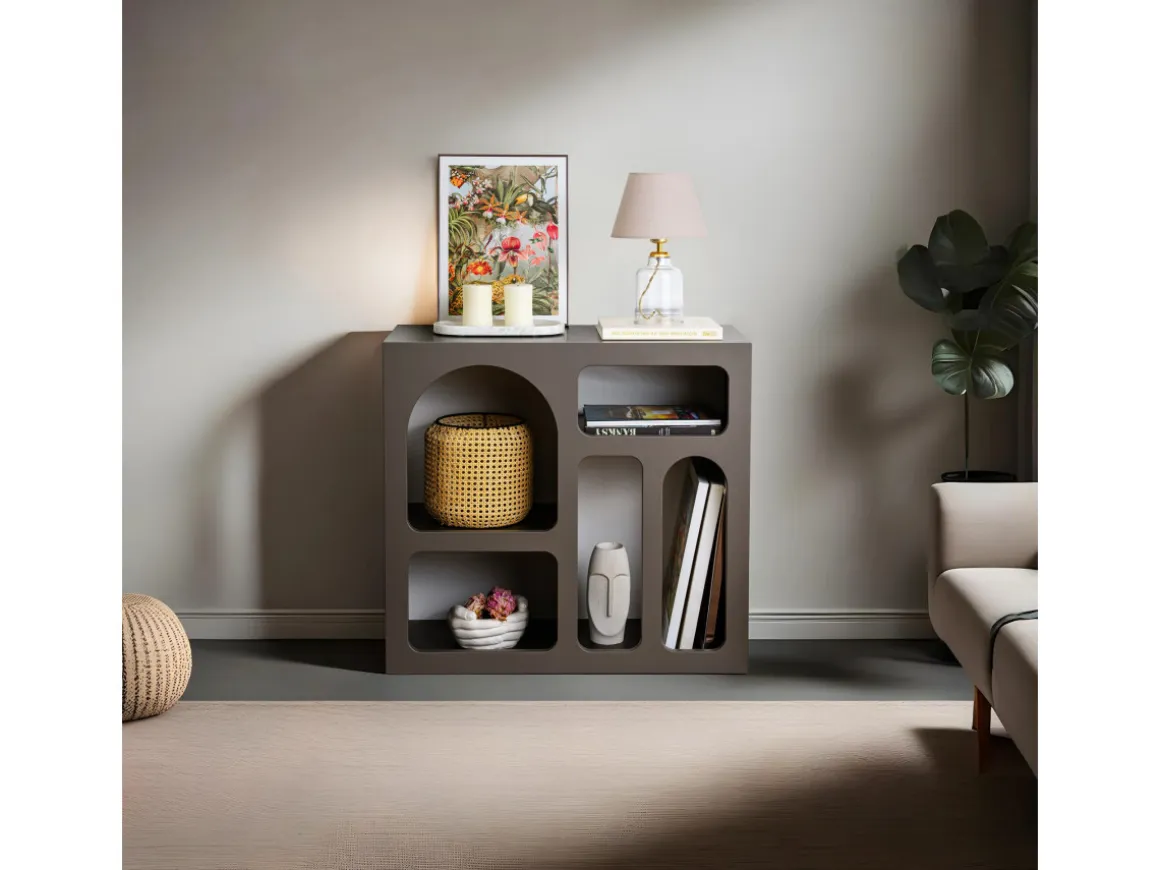 Buffet en bois "Lessa" - 80 x 37 x 74 cm - Gris anthracite