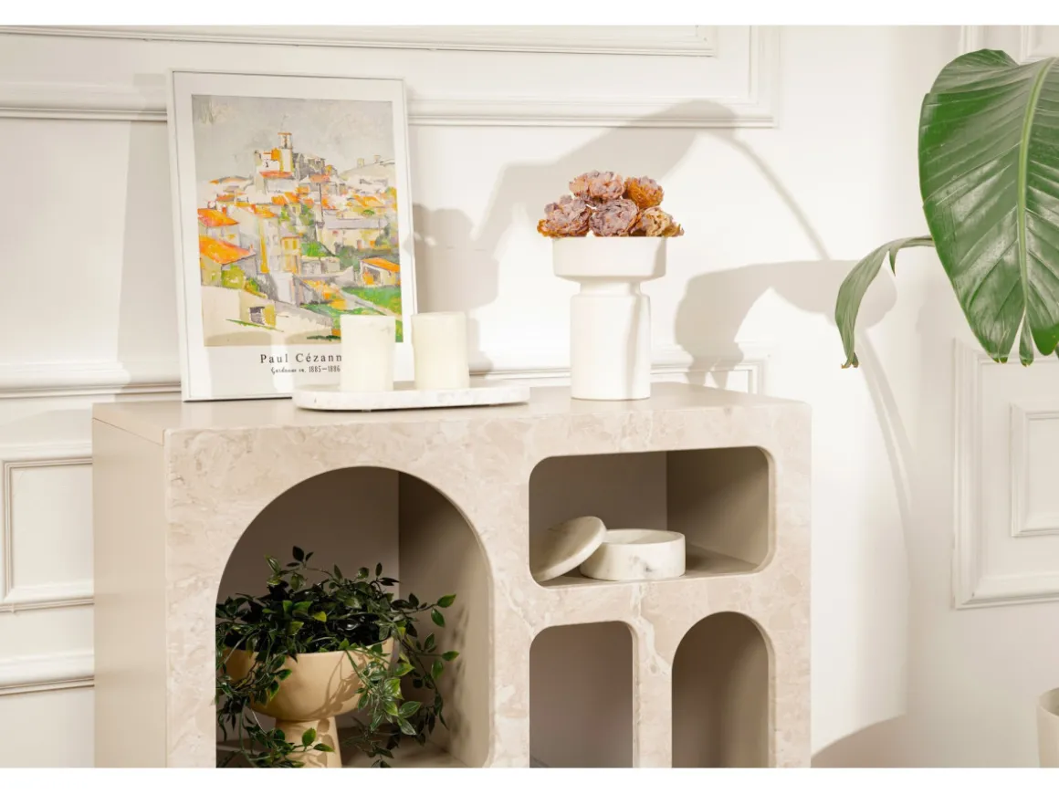 Buffet en bois "Lessa" - 80 x 37 x 74 cm - Travertin