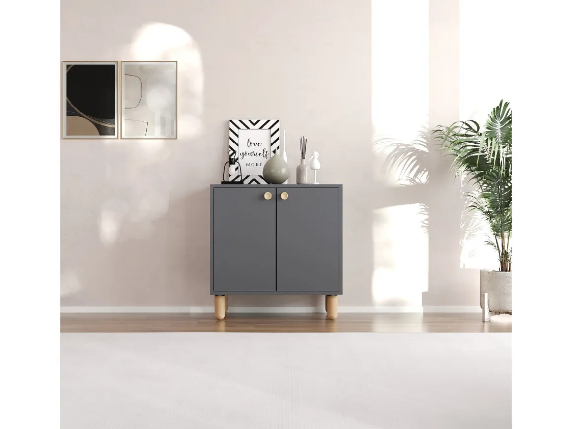 Buffet en bois "Lina" - 72 x 36 x 73 cm - Gris anthracite