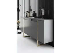 Buffet en bois "Luxe" - 160 x 35 x 80 cm - Anthracite Doré