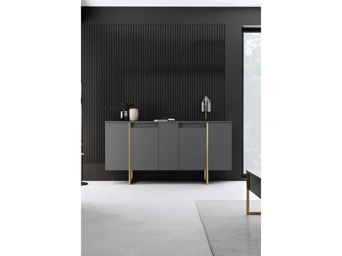 Buffet en bois "Luxe" - 160 x 35 x 80 cm - Anthracite Doré
