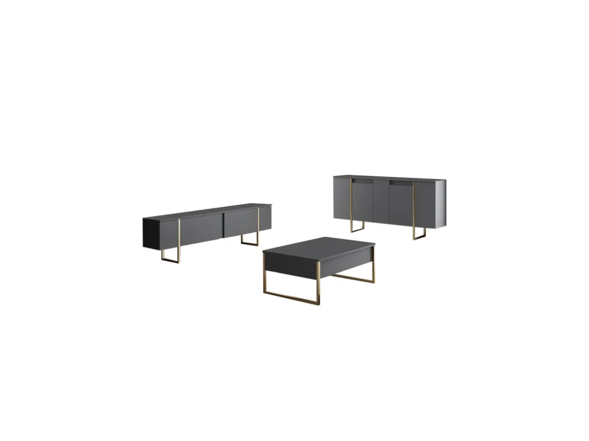 Buffet en bois "Luxe" - 160 x 35 x 80 cm - Anthracite Doré