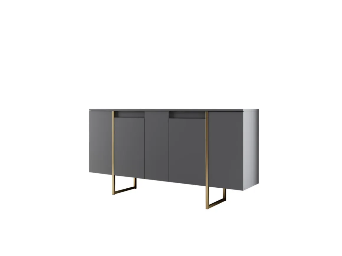 Buffet en bois "Luxe" - 160 x 35 x 80 cm - Anthracite Doré