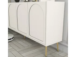 Buffet en bois "Lyon" - 180 x 35 x 80 cm - Crème, Or