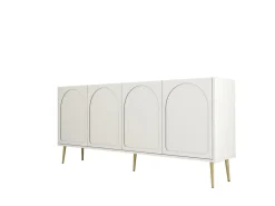 Buffet en bois "Lyon" - 180 x 35 x 80 cm - Crème, Or