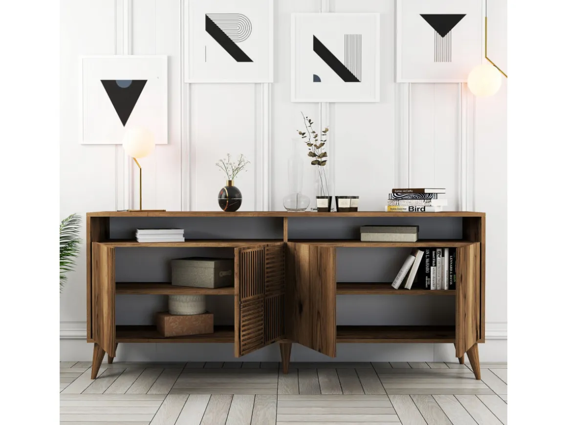 Buffet en bois "Milan" - 180 x 35 x 78 cm - Noyer