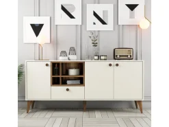 Buffet en bois "Napoli" - 180 x 35 x 81 cm - Crème