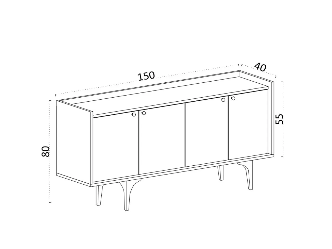 Buffet en bois "Navi" - 150 x 40 x 80 cm - Beige