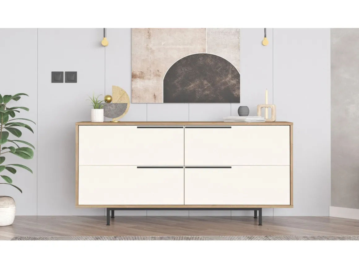 Buffet en bois "ON3-SW" - 160 x 44 x 74 cm - Blanc