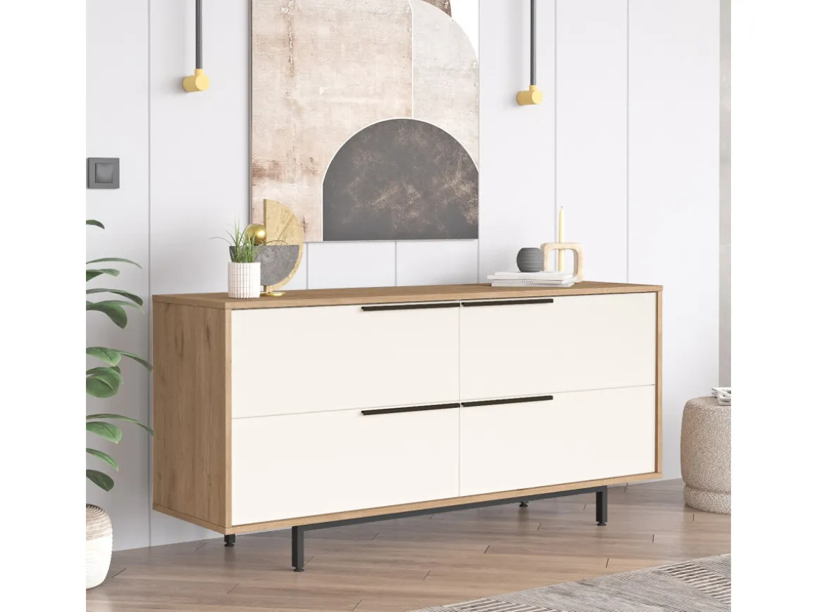 Buffet en bois "ON3-SW" - 160 x 44 x 74 cm - Blanc