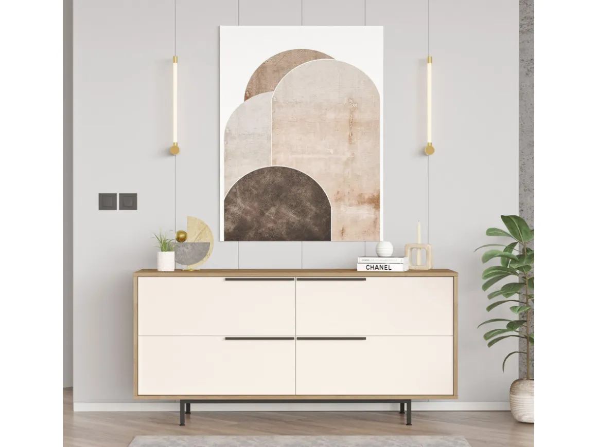 Buffet en bois "ON3-SW" - 160 x 44 x 74 cm - Blanc