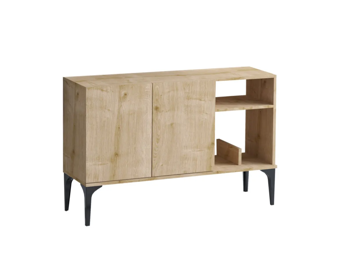 Buffet en bois "Oscar" - 120 x 40 x 80 cm - Chêne Saphir Noir